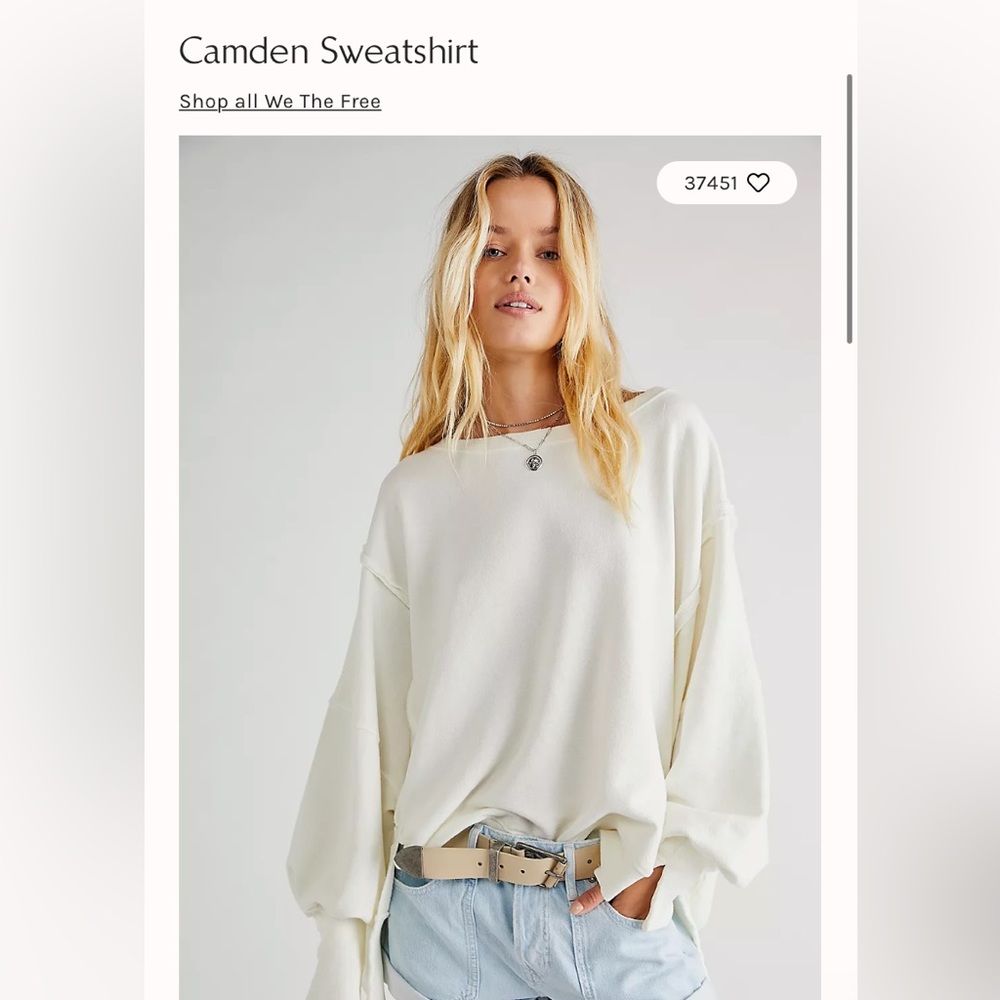 NWOT Free People Camden Sweatshirt